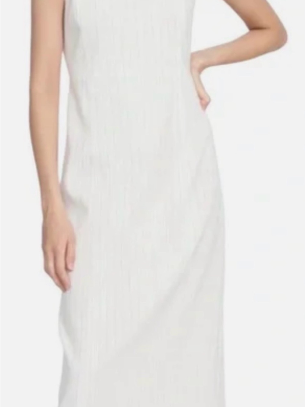 Theory Clean Strap White Pinstripe Maxi Sleeveless Dress